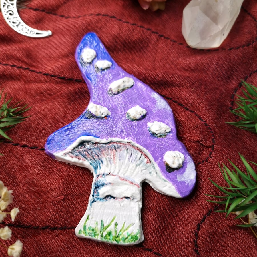 Purple Clay Fridge Magnet. 