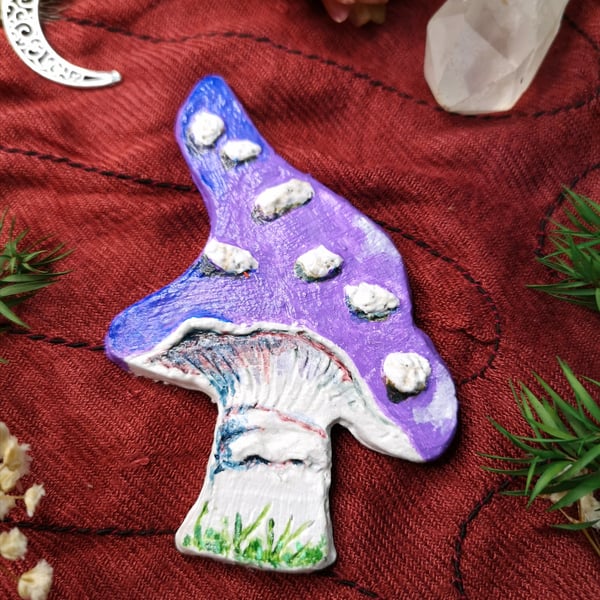 Purple Clay Fridge Magnet. 