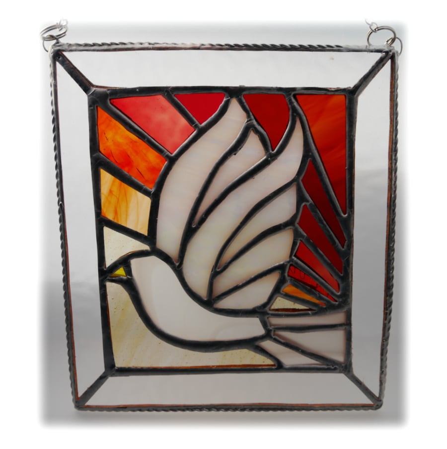 Sunset Dove Stained Glass Picture Suncatcher Handmade 005