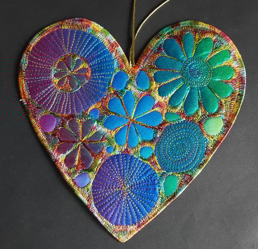 Multicoloured Heart Hanging Decoration Folksy