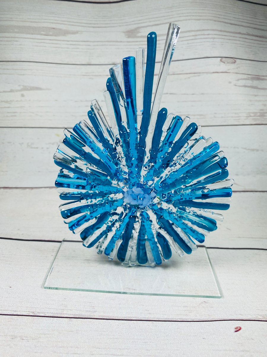 Fused glass ammonite sculpture 