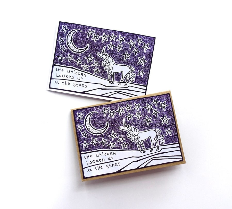 Unicorn and Stars Cards - Set of 2 - READY TO SHIP