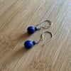 Lapis Lazuli Sterling and Sterling silver dainty drop gemstone earrings