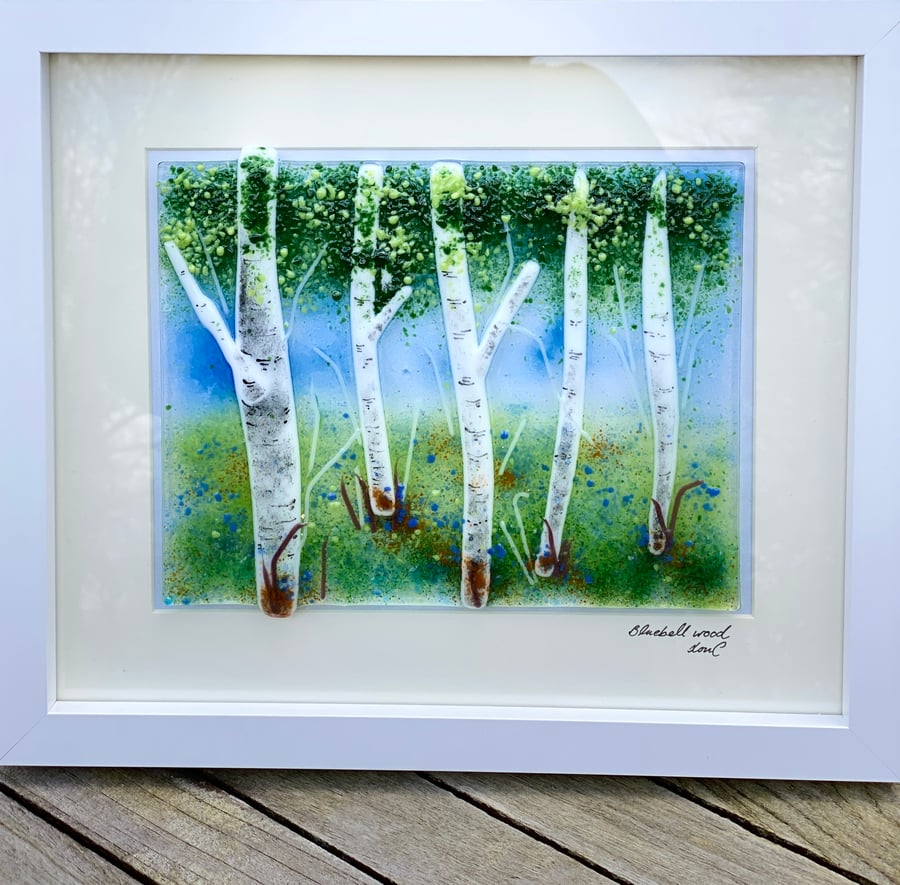 Silver birch trees fused glass picture - glass... - Folksy
