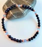 Blue Goldstone, Swarovski 'Light Sapphire' Crystal & Copper Bracelet-Free UK P&P - Image 4