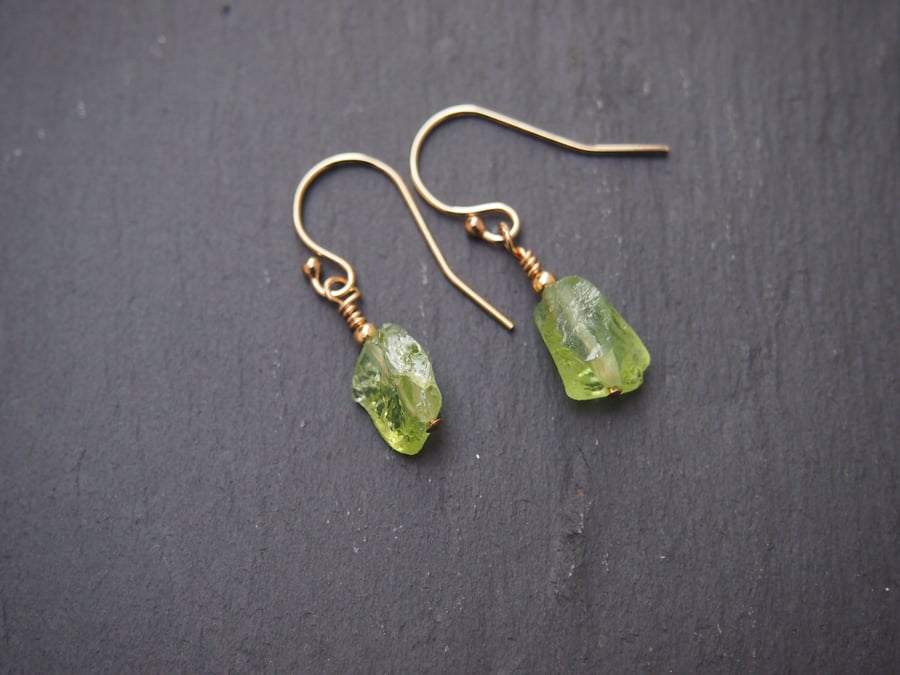Peridot and rolled-gold drop earrings