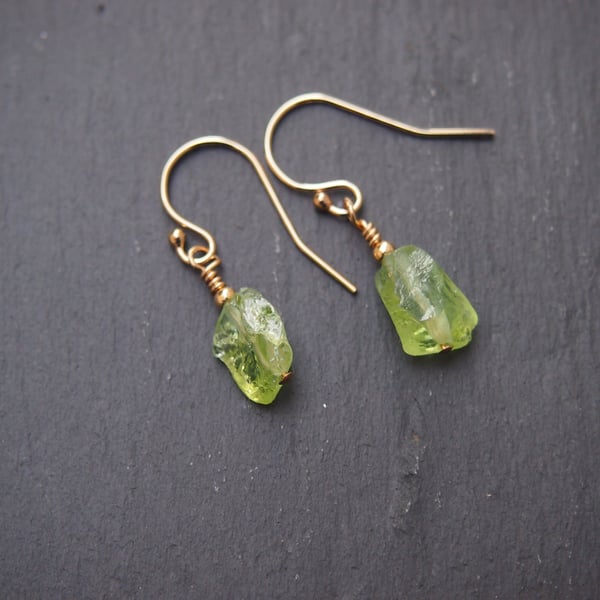 Peridot and rolled-gold drop earrings