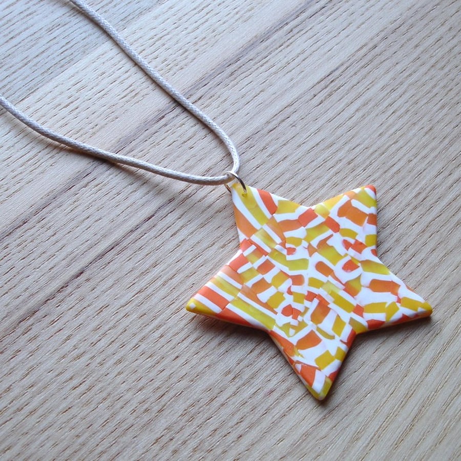 Citrus Fizz Star FIMO Polymer Clay Pendant