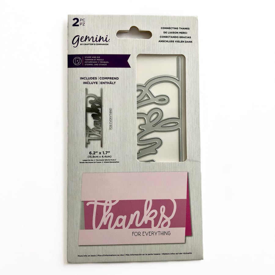 2 piece Papercraft Metal Die and stamp set, Connecting Thanks