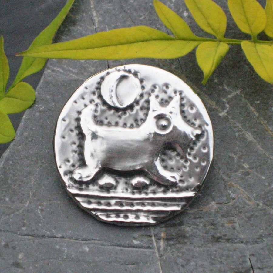 Reserved for Liz. Scottie Puppy Dog Brooch in Silver Pewter