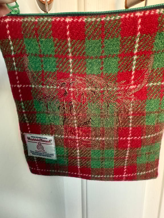 A Harris Tweed Crossbody or Shoulder bag with subtle highland coo embroidery