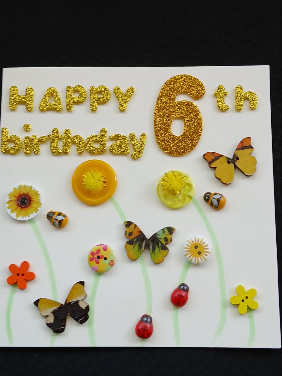 Handmade 6th birthday card 