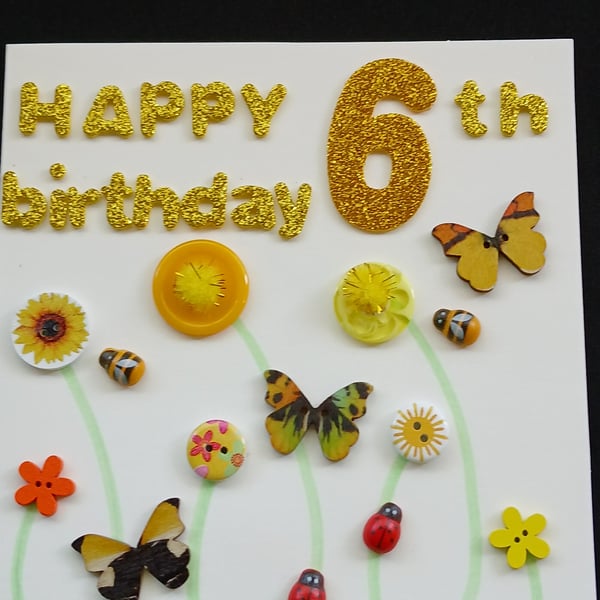 Handmade 6th birthday card 