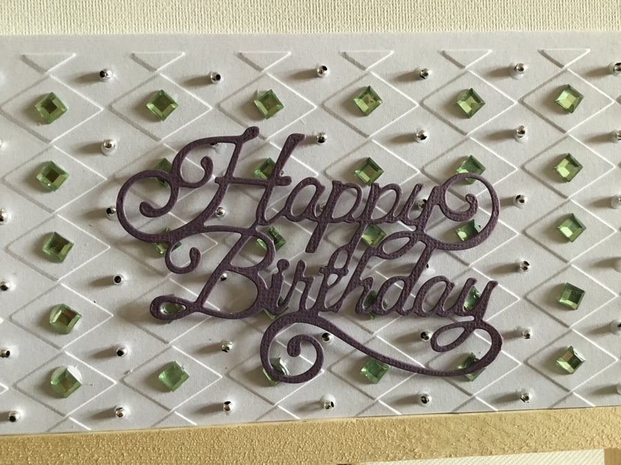 Beaded and embossed Birthday card