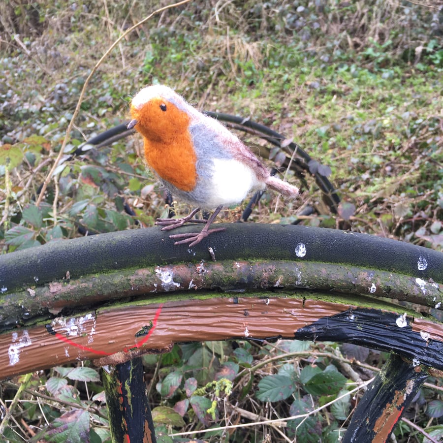 British garden birds, needle felted robin