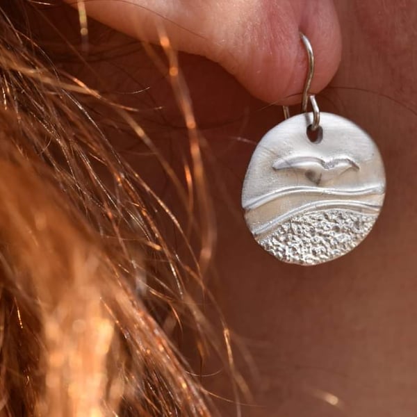 Cornish Lamorna seascape earrings -Last one! More in the New year-
