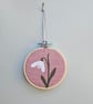 Snowdrop mini hoop, handmade hanging decoration, embroidered - Image 5