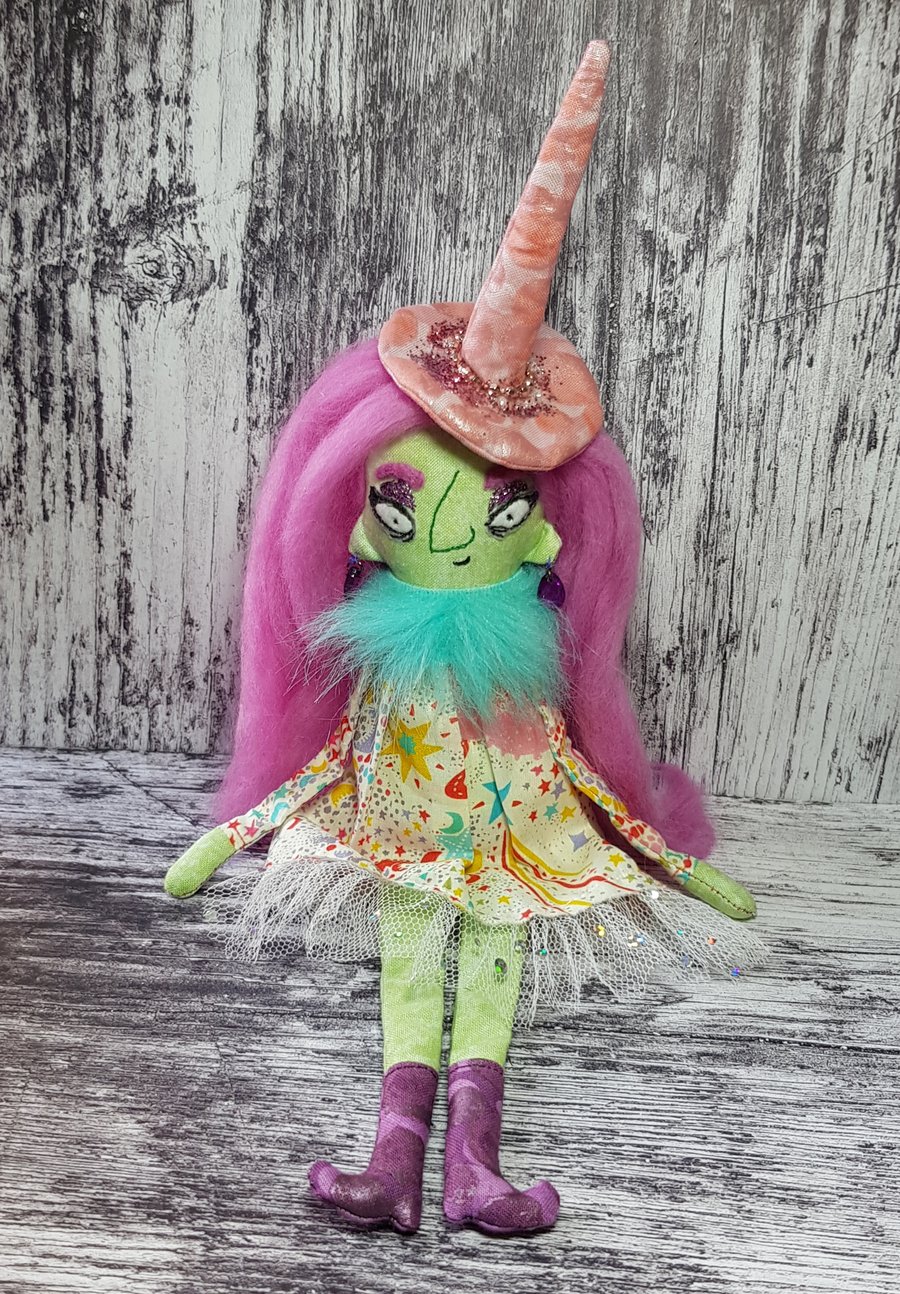 Custom For Connor. Halloween Art Doll Witch, Amethyst 