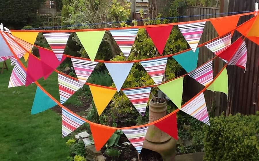 Party bunting -30ft long large flags,  single sided, great for parties or events