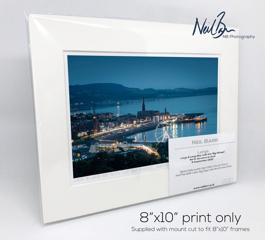 Largs and the Big Wheel at night, Ayrshire - A5 (10" x 8") Unframed Print