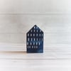 Miniature Wooden House, Little Blue House, House Ornament