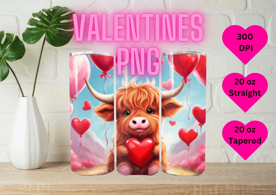 Cutest highland Cow Tumbler Sublimation PNG image