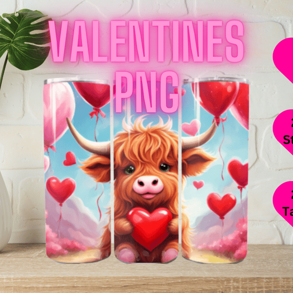 Cutest highland Cow Tumbler Sublimation PNG image