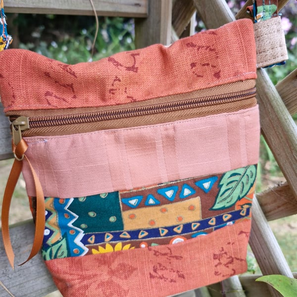 Autumnal striped crossbody bag