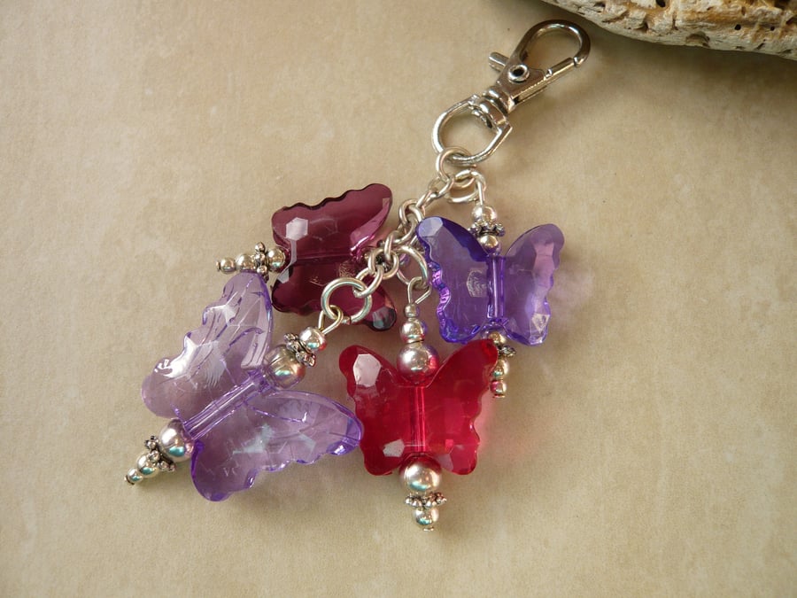 Purple Butterfly Bag Charm
