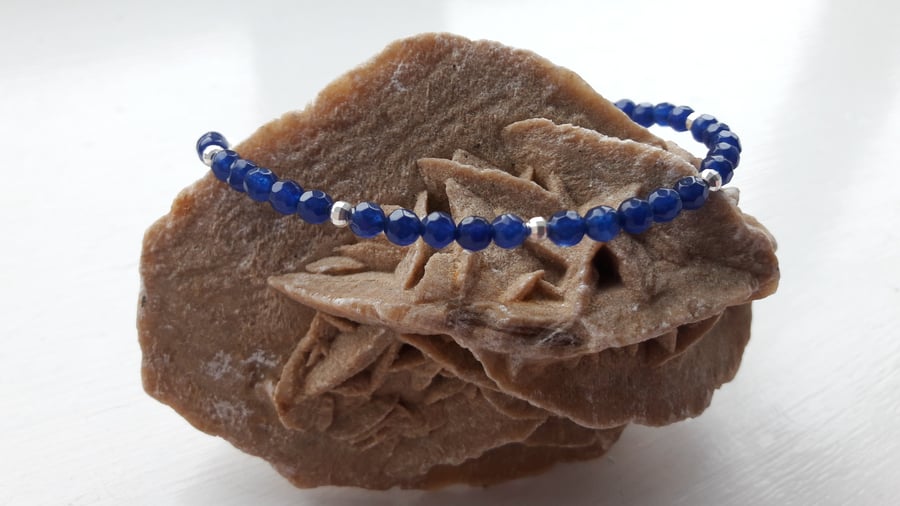 Blue Quartzite and Sterling Silver Beads with Your Choice of Charm