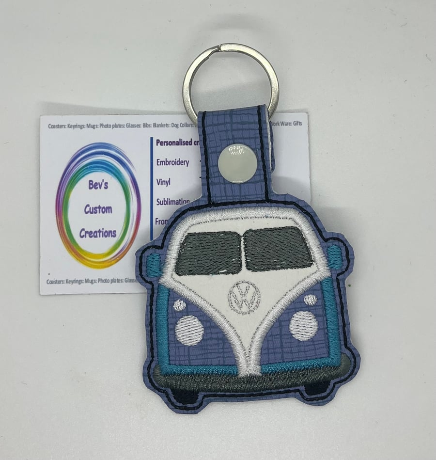 Embroidered campervan keyring