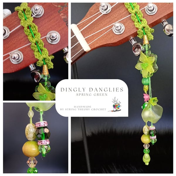 Spring Green Dingly Dangly   Ukulele Headstock Wrap