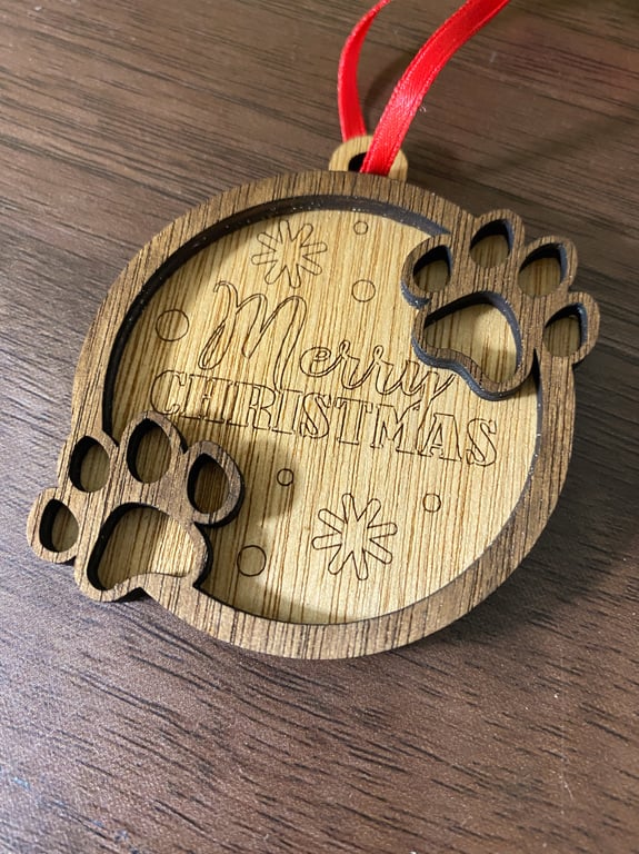 Dog Paw Merry Christmas Bauble