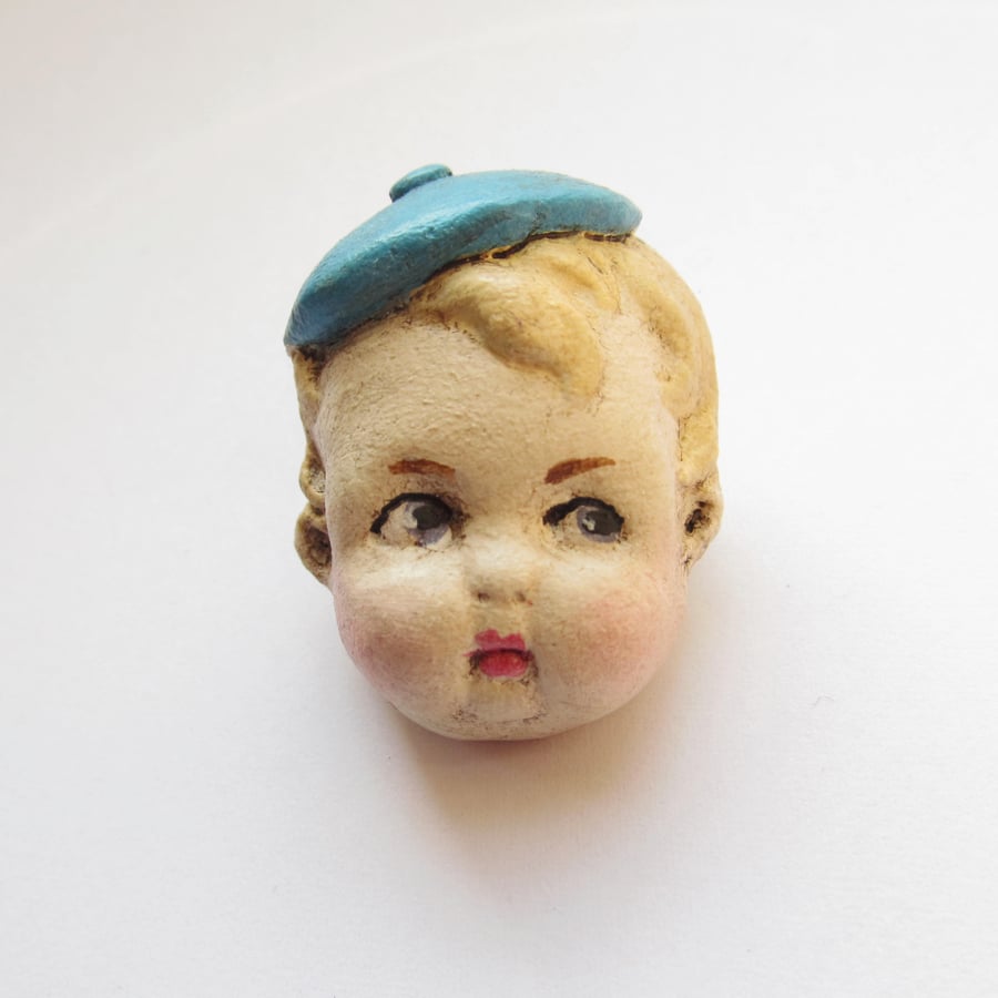 Antique Doll Pin - Dottie's Doll Face Brooch Teddy