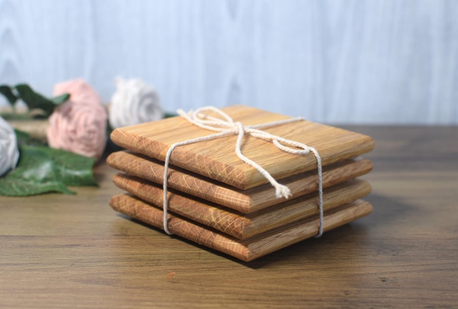 Oak Wood Coasters set of four Folksy