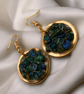 Chrysocolla Copper Geode Earrings - Free Postage - Image 3