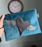 Clutch Bag Evening Bag or Party Bag With Heart and Silver Wings Motif