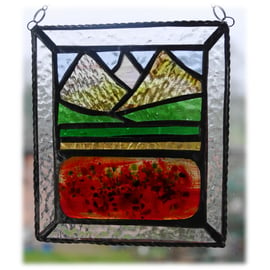 Poppy Mountain Picture Suncatcher Stained Glass Fusion 002