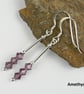 Amethyst Preciosa crystal drop earrings, sterling silver, 4mm, bicone