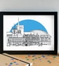 Blackburn Skyline Print - with Blackburn Rovers' Ewood Park - Image 1