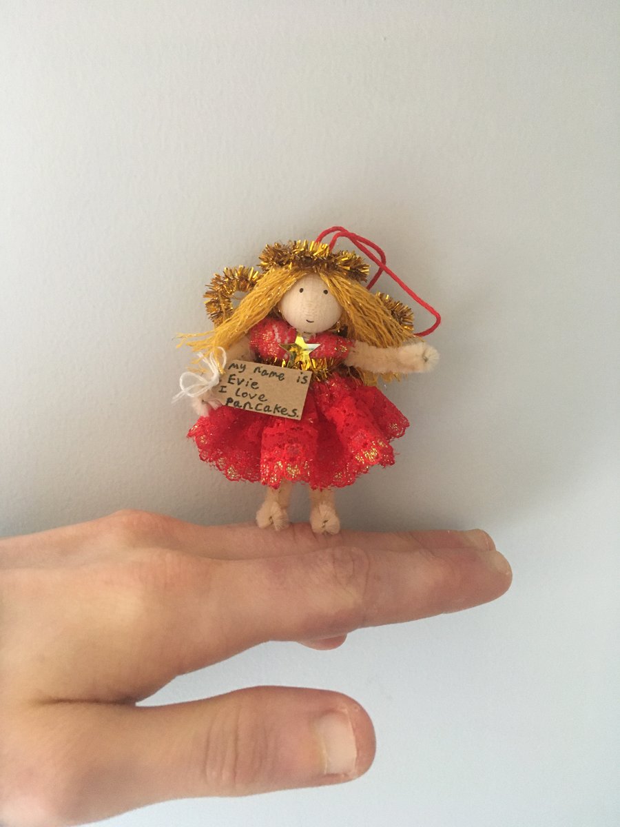 Tiny Red And Gold Fairy Doll Decoration 