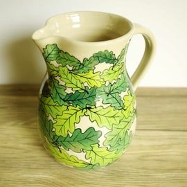 Large Jug - Green Oak Leaves