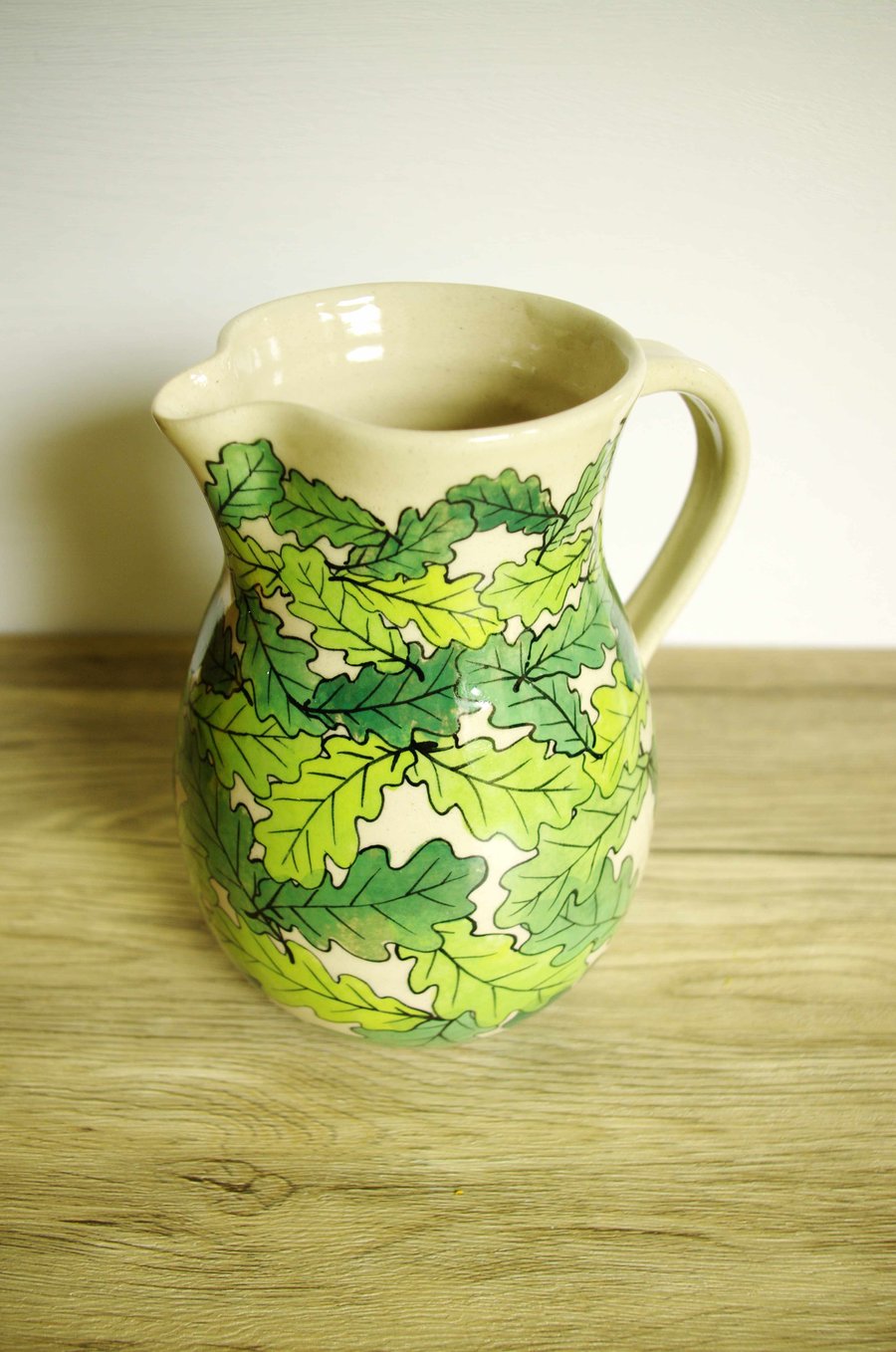 Large Jug - Green Oak Leaves