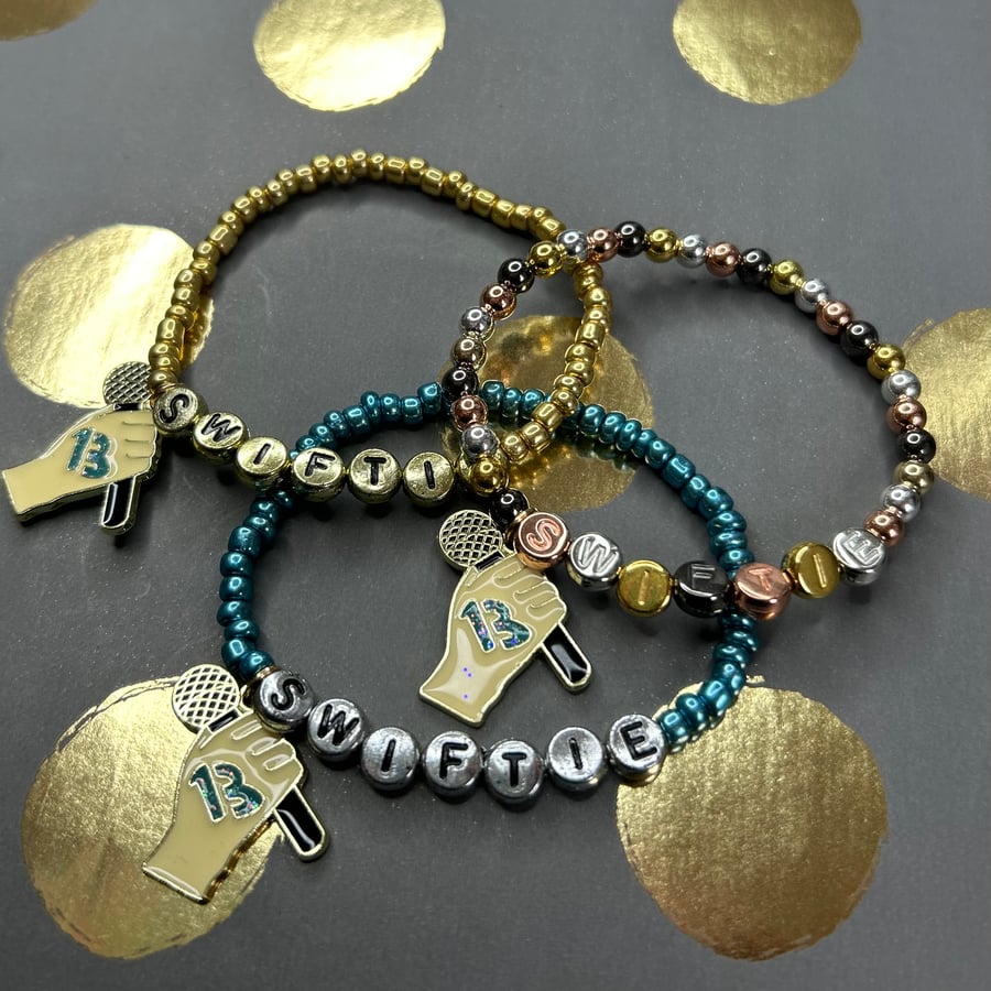 Handmade Taylor Swift Swiftie 13 Charm Bracelet