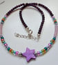 Boho Mother of Pearl Star & Seed Bead Multicoloured Necklace  - Image 6