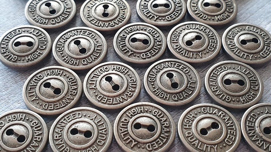 15mm 24L Dark Antique Silver buttons (Guaranteed High quality logo) Lightweight