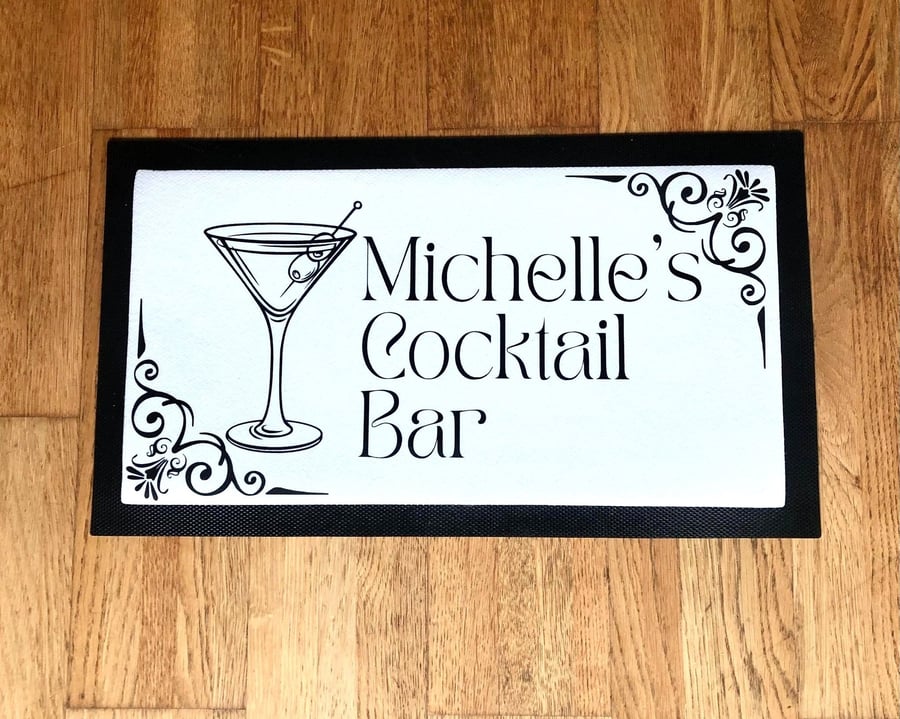 Personalised Cocktail Bar Mat Runner Customised Home Bar Accessory Gifts for Her