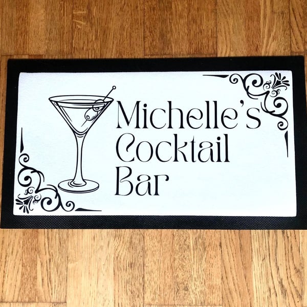 Personalised Cocktail Bar Mat Runner Customised Home Bar Accessory Gifts for Her