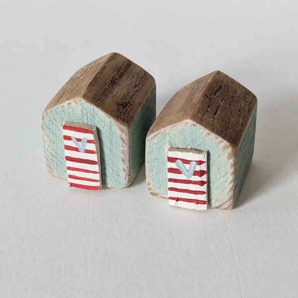 Teeny Hand Painted Wooden Beach Hut