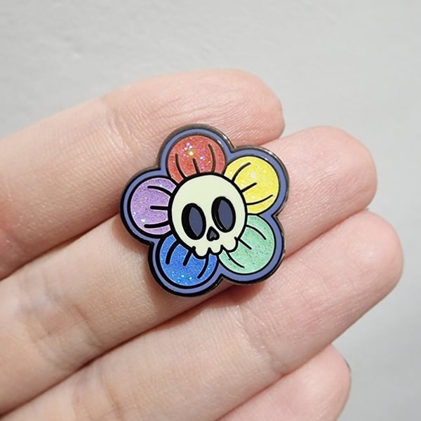 Skull Flower Enamel Pin